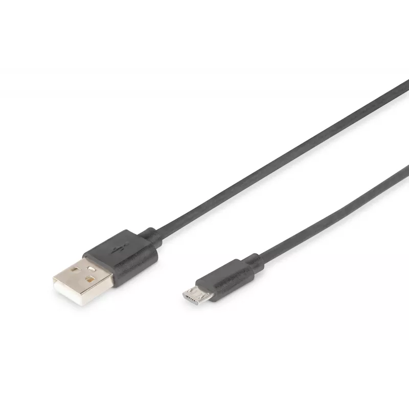Cabo de ligação USB 2.0 Digitus [1x ficha USB 2.0 A - 1x ficha USB 2.0 Micro-B] 1,80 m Preto Digitus (AK-300127-018-S)