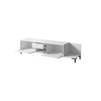 Móvel de TV Cama Meble MARMO 2D1S1K, 195x40x47,5 cm, branco mate/tampo superior branco mármore