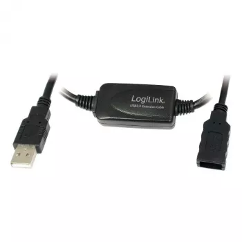 Cabo USB LogiLink UA0143 USB 2.0 ficha USB-A macho para fêmea 10,00 m preto