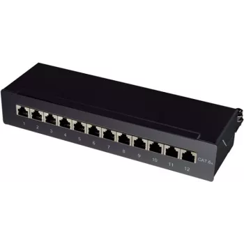 Logilink Patch panel Desktop/Parede Cat.6A STP 12 portas, preto (NP0019B)