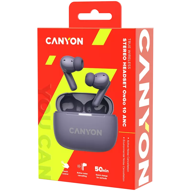 Auscultadores e headset Canyon CNS-TWS10PL True Wireless Stereo (TWS) In-Ear para chamadas/música/desporto/dia a dia USB Type-C Bluetooth Violeta (CNS-TWS10PL)