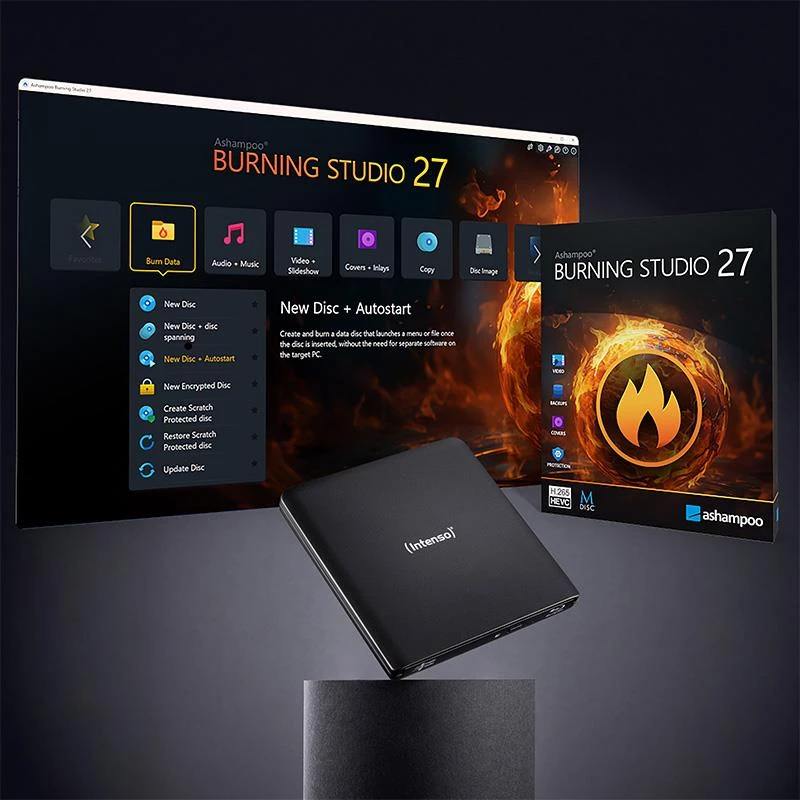 Intenso EOD 500BD Slim gravador Blu-ray externo, USB 3.2 Gen 1, preto