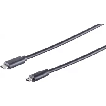Cabo USB S/CONN 77144-1.8 1,8 m USB-C Mini-USB-B preto
