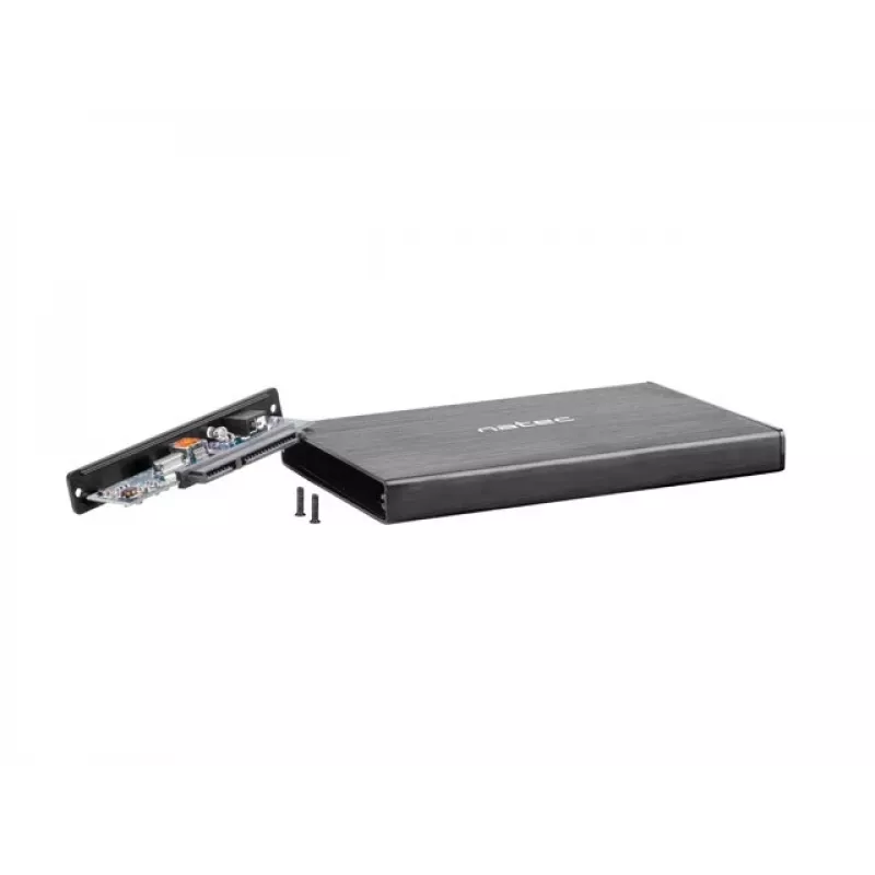 Caixa NATEC RHINO GO USB 3.0 para HDD/SSD SATA de 2,5'', preto alumínio
