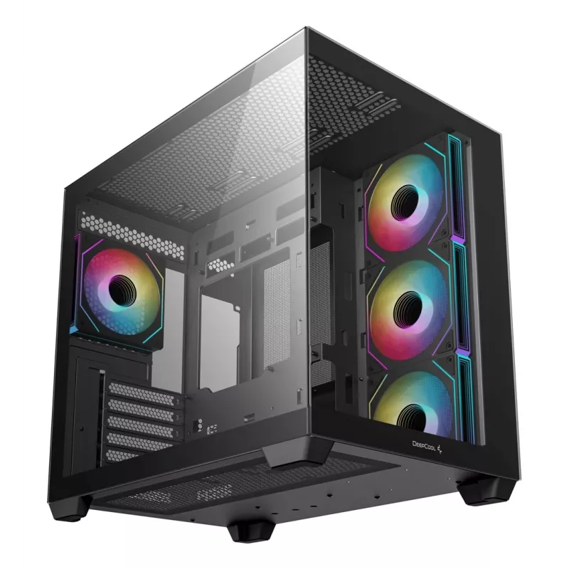 Caixa de PC DeepCool CG530 4F Midi Tower preta — vidro temperado, ATX/ITX/Micro ATX, 3 ventoinhas de 120mm, USB-C