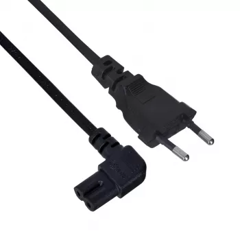 Cabo de alimentação SAVIO CL-144, 3 m, angular 2 polos para ficha IEC Type E, preto