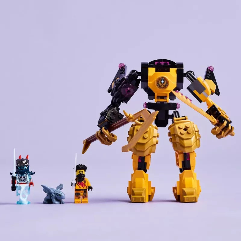 Conjunto de construção LEGO NINJAGO 71839 Arins Spinjitzu Mech de combate, 213 peças, 2 minifiguras, altura 160 mm