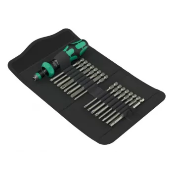 Conjunto de ferramentas manuais Wera Kraftform Kompakt 60 RA-R 1, conjunto de chaves de fendas e bits de 17 peças, punho de roquete compacto