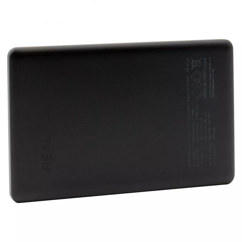 RealPower PB-5000 MAG Ultra Slim power bank 5000 mAh, carregamento sem fios, USB-C, 20 W, preta
