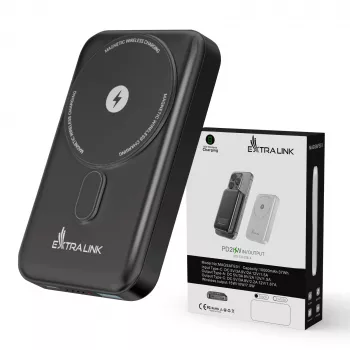 Powerbank MagSafe Extralink 10000 mAh, grafite, 38,5 Wh, PD20W+15W, USB-C/USB-A