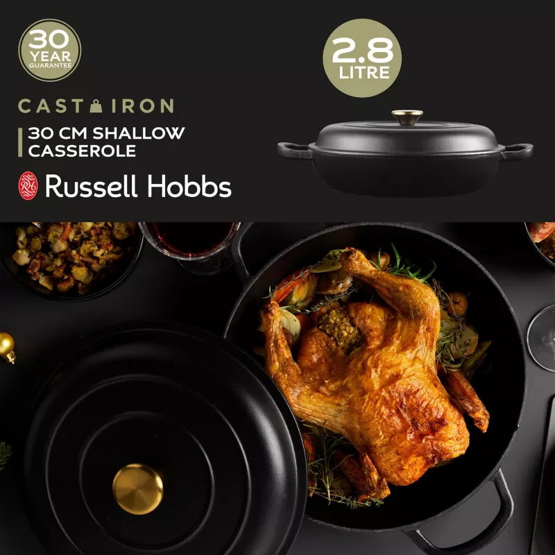 Panela de ferro fundido Russell Hobbs RH02525BEU7 30 cm, preta