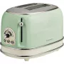 Torradeira Ariete 155 Design de 2 fatias com cestos para sanduíches, 6 níveis de tostagem, 810 W, caixa em aço inoxidável, gaveta de migalhas removível, verde pastel