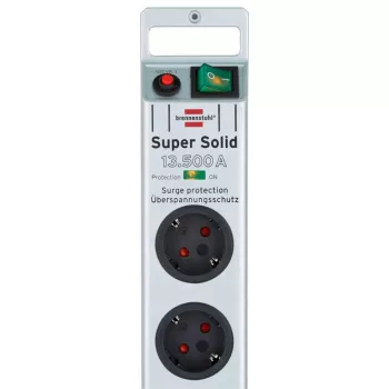 Extensão elétrica Super-Solid 8 tomadas (prateada, 2,5 metros, proteção contra sobretensão 13.500A)