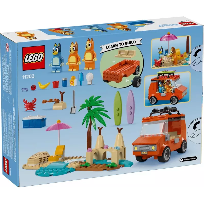 LEGO Bluey Carro Azul Passeio em Família 11202 — conjunto de jogo para brincadeira imaginativa