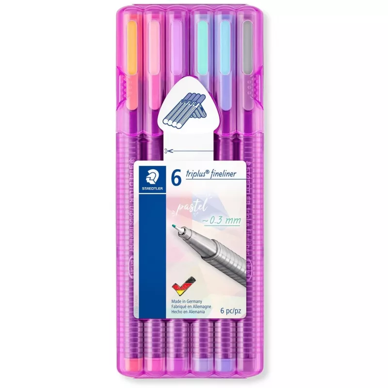 Staedtler triplus fineliner 334 Conjunto pastel, 0,3 mm, 6 cores