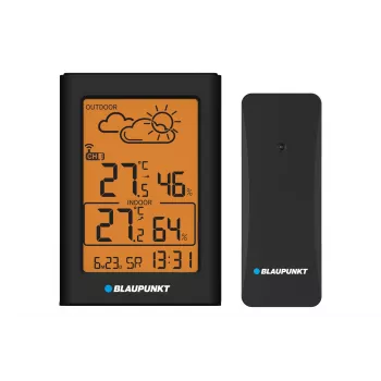 Estação meteorológica BLAUPUNKT WS15BK preta — monitorização da temperatura e humidade interior/exterior