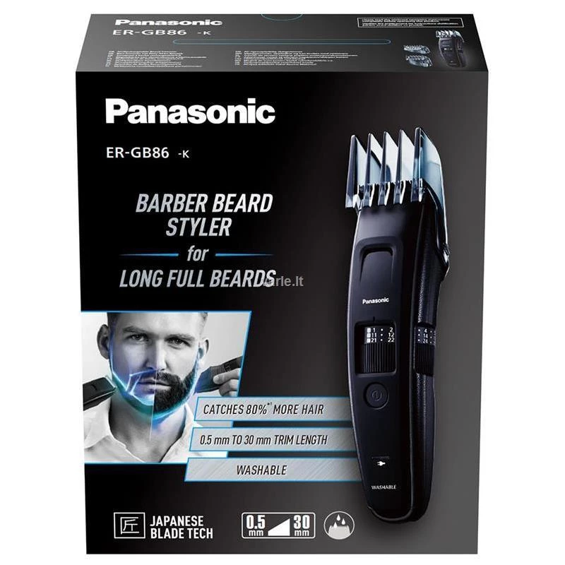 Panasonic | Aparador de Barba | ER-GB86-K503 | Sem fios | Número de definições de comprimento 57 | Precisão de passo 0,5 mm | Preto