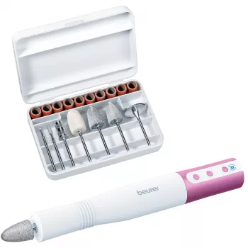 Aparelho de cuidado das unhas Beurer MP 52 — conjunto elétrico de manicure/pedicure, branco e violeta