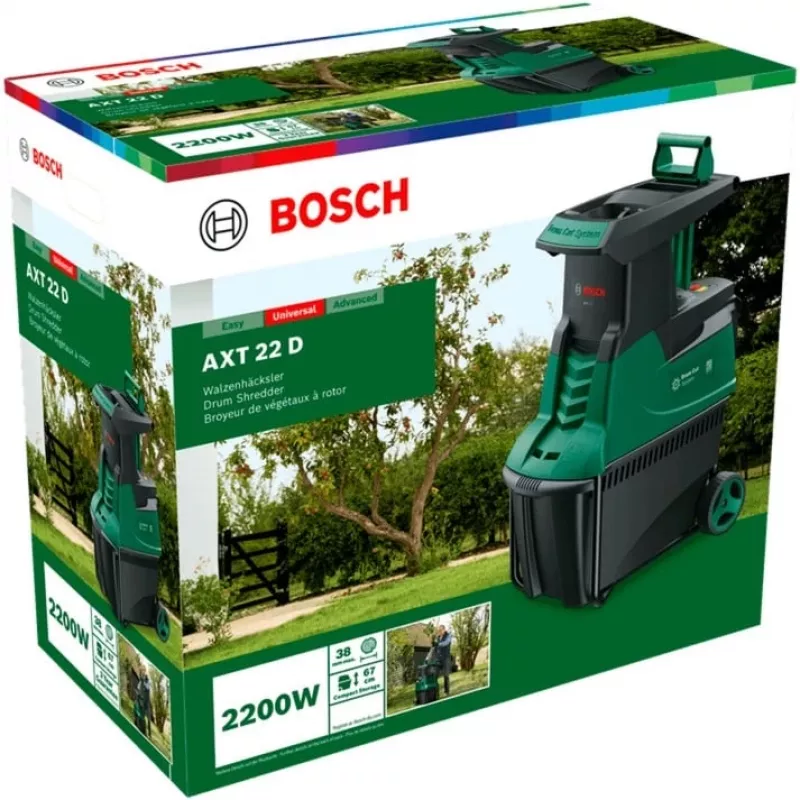 Biotriturador silencioso AXT 22 D, rolo de corte verde/preto, 2.200 Watt