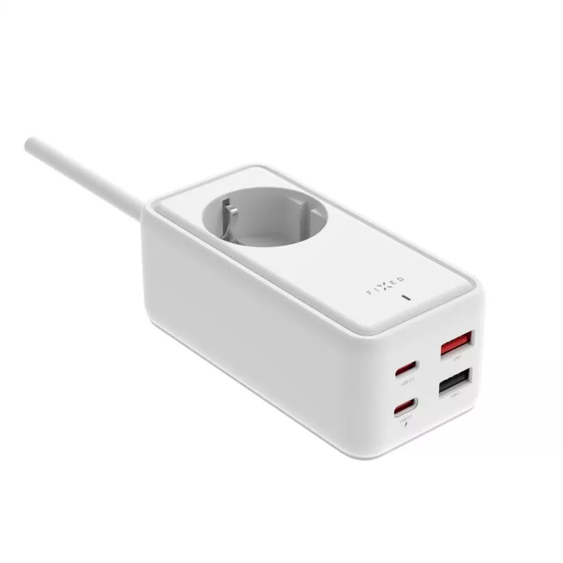 Adaptador de alimentação FIXED FIXCS65-1.5-WH com 2× USB-C PD 65 W e 2× portas USB-A