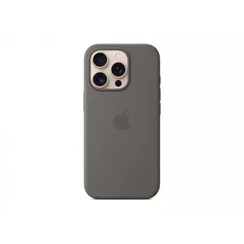 Apple iPhone 16 Pro Capa de silicone com MagSafe - Cinzento-pedra