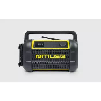 Rádio portátil Muse M-928 BTY com sintonizador digital FM, 20W, USB-C, preto/amarelo