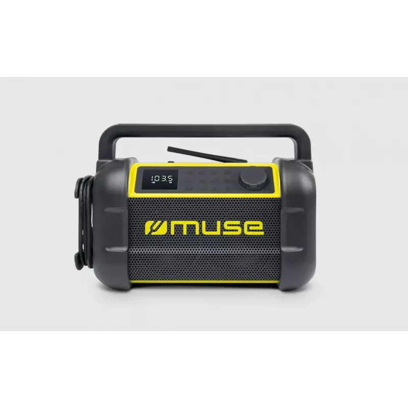 Rádio portátil Muse M-928 BTY com sintonizador digital FM, 20W, USB-C, preto/amarelo