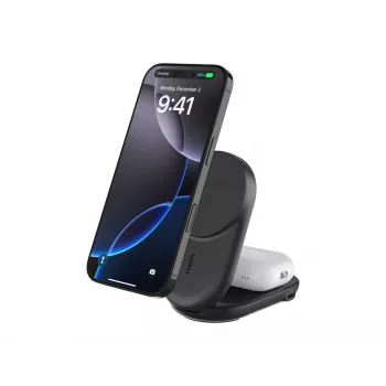 Carregador de interior Belkin UltraCharge 25w Qi2 2em1 magnético USB-C preto redondo