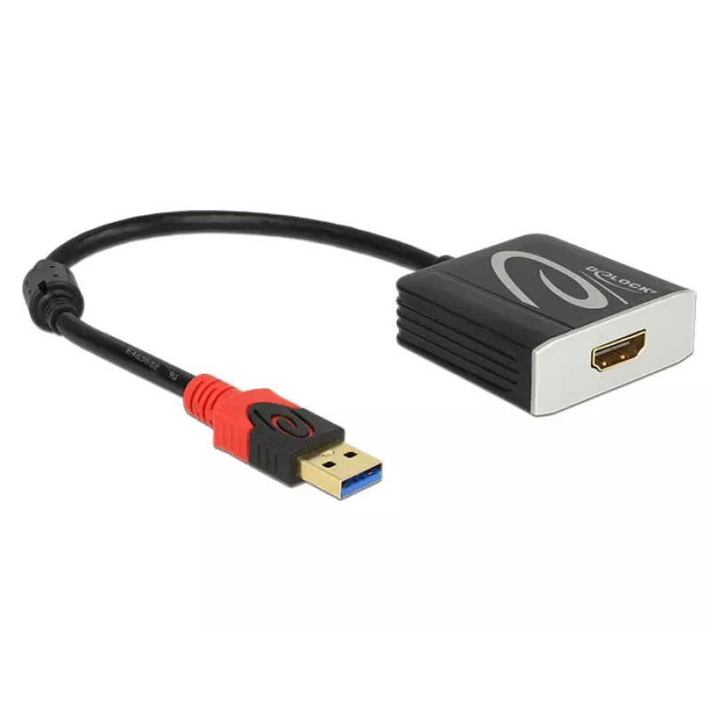 Adaptador de cabo de vídeo DeLOCK 62736 USB Type-A para HDMI 0,2 m preto