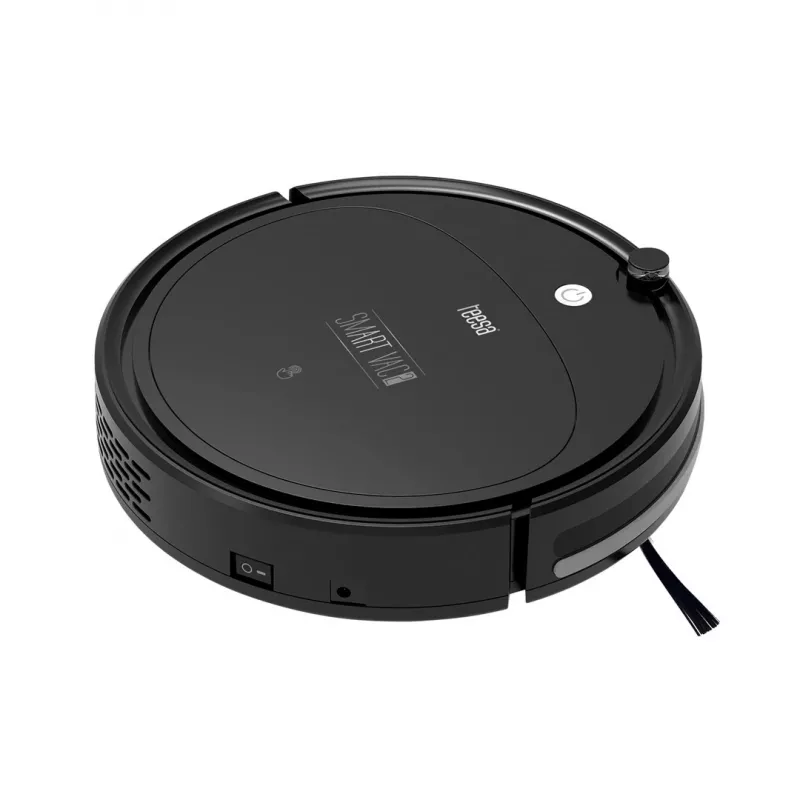 Aspirador robô TEESA Smart VAC 2 — redondo, preto, potência de aspiração 1000 Pa, bateria Li 9,6 V/2000 mAh, depósito de pó 0,2 l, WLAN, regresso automático