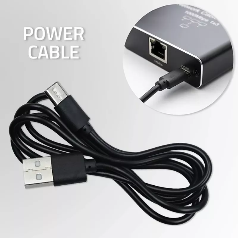 Mini switch Ethernet QOLTEC 52293 1x4 RJ45, splitter de rede não gerido 1 entrada 4 saídas