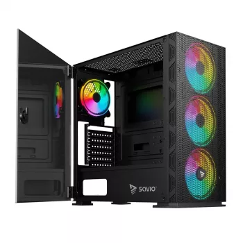Caixa para PC SAVIO Raptor X1 ARGB vidro/mesh preto