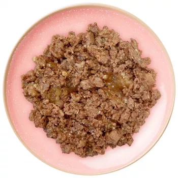 Alimento húmido para gatos wiejskazagroda vaca com vitela e erva-gateira adulto 100 g, 75% humidade, 10,8% proteína, 9% gordura
