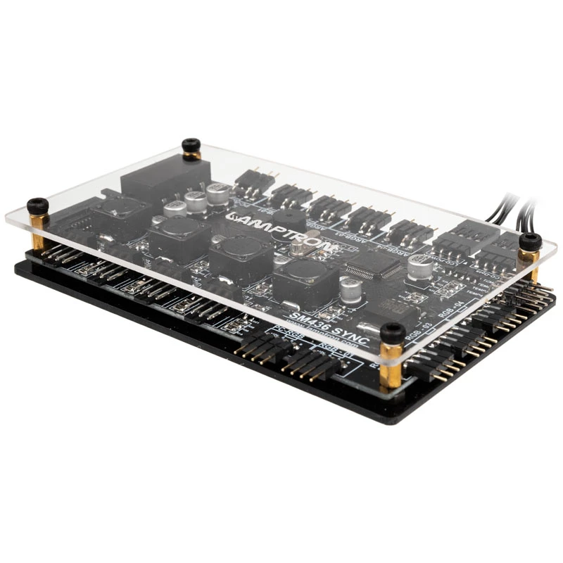 Controlador de ventoinhas e LED PCI RGB Lamptron SM436 Sync Edition, preto