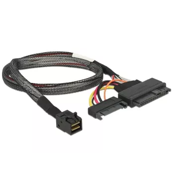 Cabo Delock SFF-8643 macho > U.2 SFF-8639 fêmea + conector de alimentação SATA 50 cm (84819)
