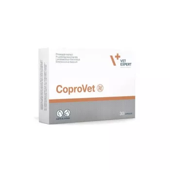 Cápsulas VETEXPERT CoproVet para cães e gatos — 30 cápsulas, apoia a estabilização da flora intestinal, sem glúten, sem conservantes