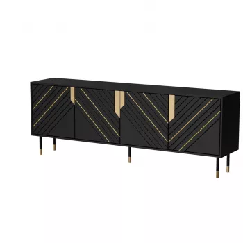 Cómoda cama meble Cama 4D MOUNTAIN 204x40x72 cm — preto e dourado, MDF/aglomerado