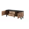 Cama Meble LOTTA 140 cm móvel de TV, carvalho Wotan + preto mate