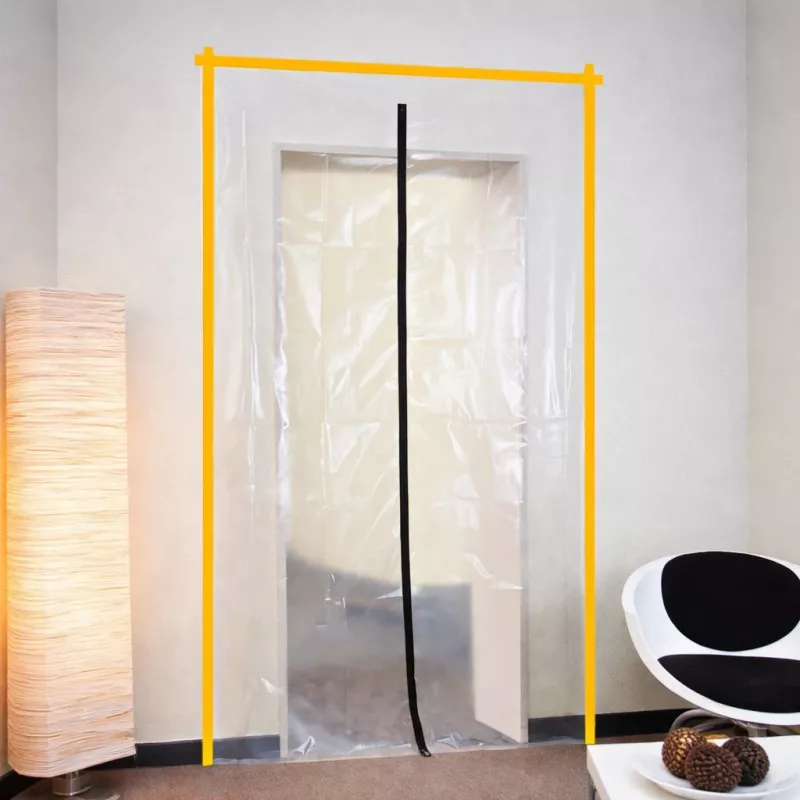 Porta de proteção contra poeira para renovação, cortina de poeira 220X110 reta