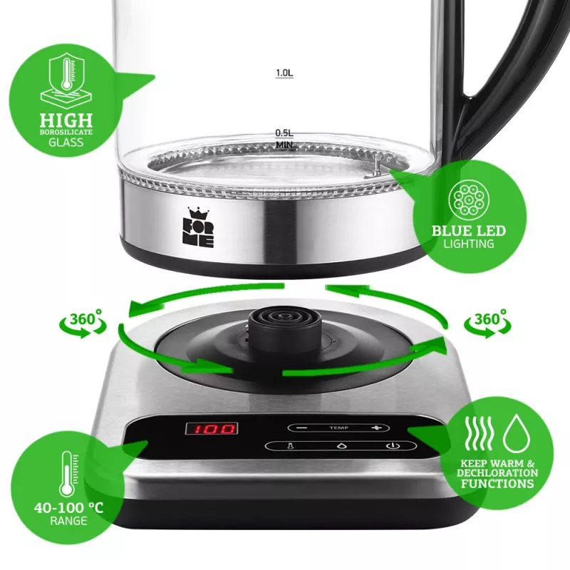 Chaleira elétrica Forme FKG-1017 1,7 l 2200 W preta