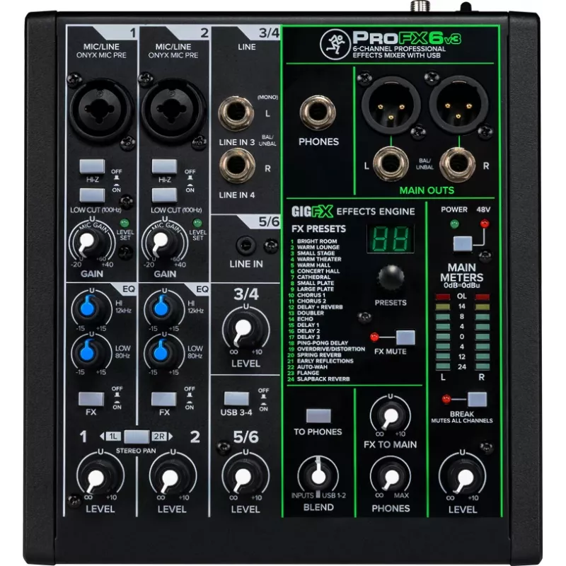 Misturadora Mackie ProFX6v3 misturadora analógica compacta de 6 canais com interface USB