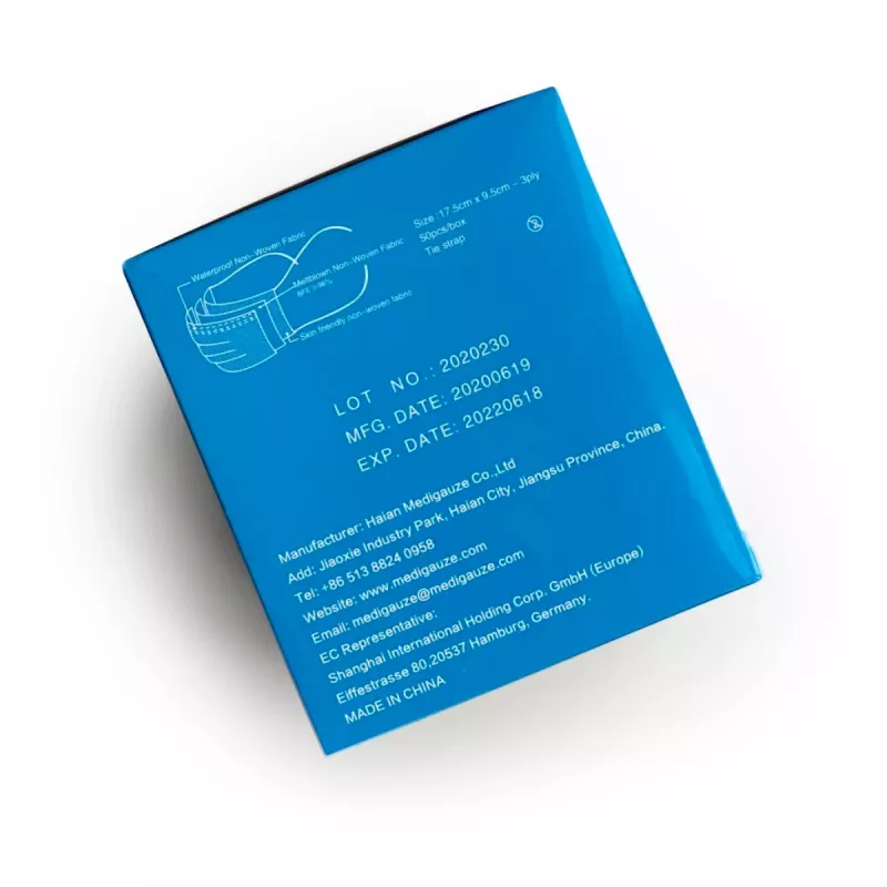 Máscara facial de não tecido 50 unid. Uniroar — máscaras de proteção descartáveis, estrutura de 3 camadas