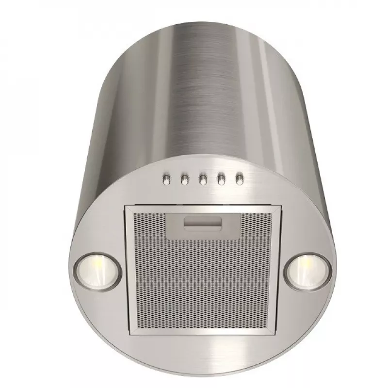 Exaustor MAAN Elba Mini WPB 431 Satin, caixa em aço inoxidável, 400 mm de altura, Ø310 mm, 120–300 m³/h, controlo eletrónico