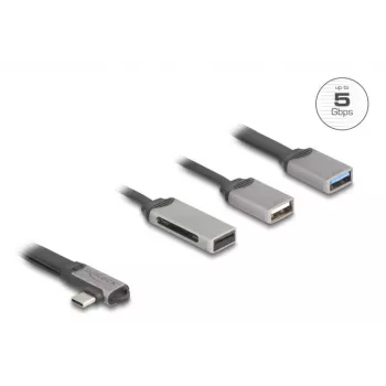 Hub USB 3.2 Gen 1 Type-C DeLOCK 64303 5000 Mbit/s cinzento