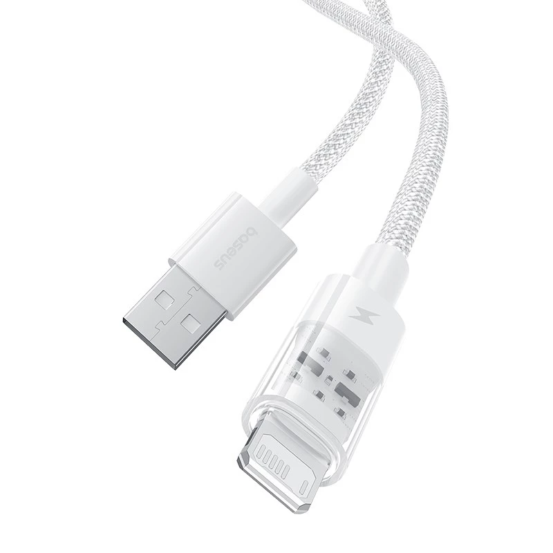 Cabo de carregamento rápido Baseus Gem USB para IP 2.4A 2 m branco