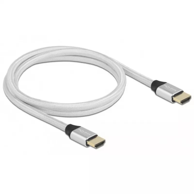 Cabo HDMI DeLOCK Ultra High Speed 48 Gbit/s 8K 60 Hz prateado 1 m