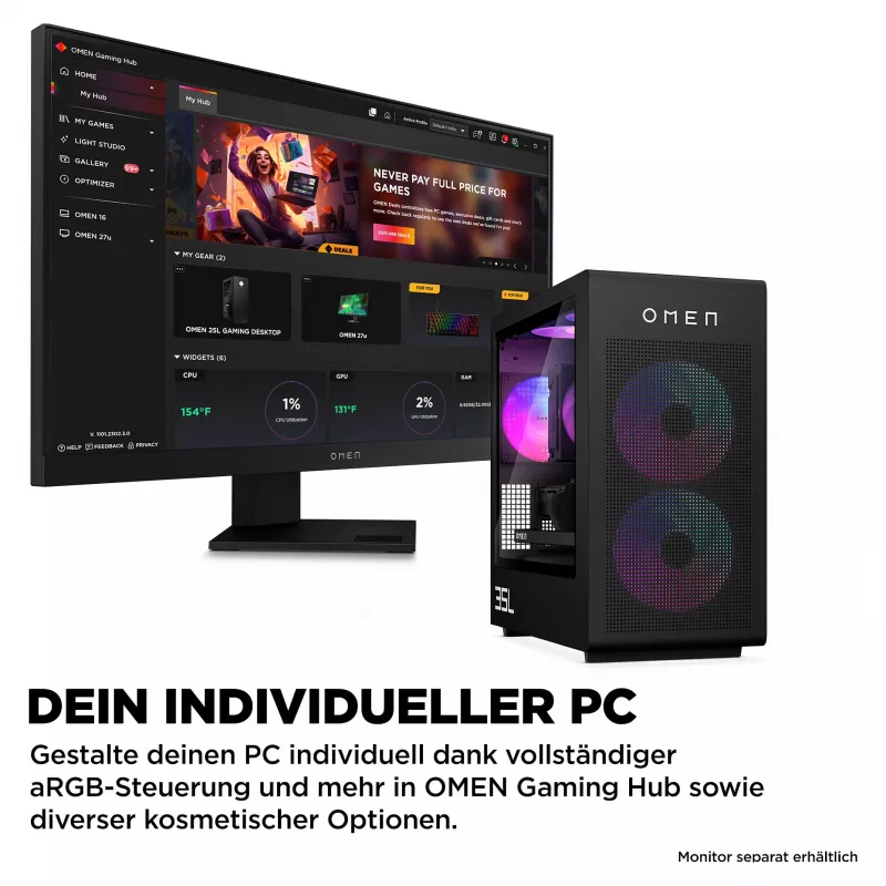 HP OMEN 35L GT16-0065ng AMD Ryzen™ 7 8700F PC gaming