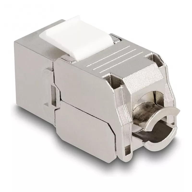 Módulo Keystone DeLOCK RJ45 fêmea para LSA Cat.6A com LED prateado-branco