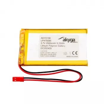 Bateria Li-Po Akyga AKY0156 LP475085 3,7 V 2500 mAh, PCM, JST 2,54 2 pinos, 150 mm