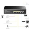 Switch de rede Cudy FS1006P Fast Ethernet 6 portas (4 PoE, 1 PoE+) 10/100 Mbit/s, largura de banda 1,2 Gbit/s, caixa metálica, montagem em rack/parede